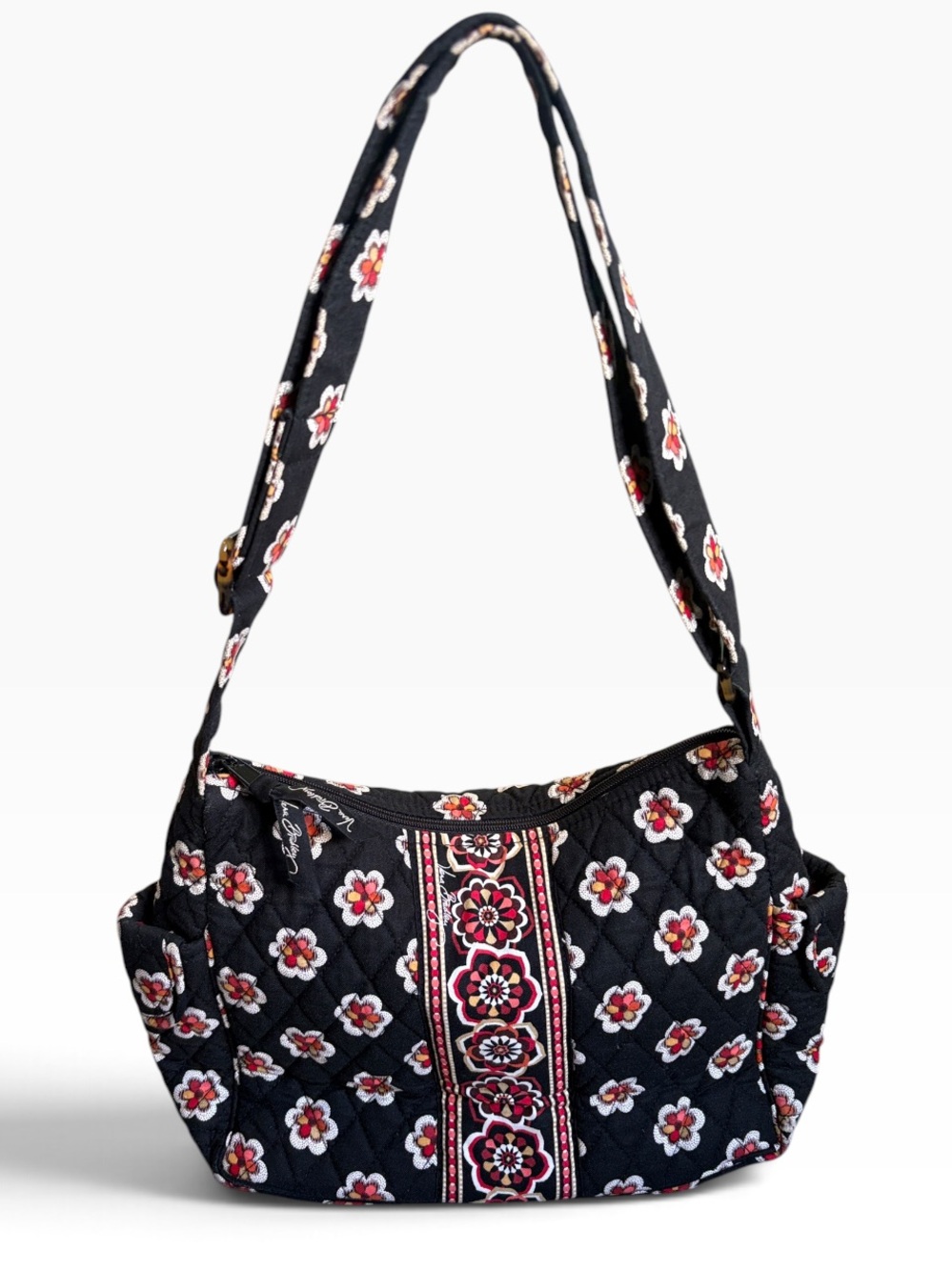 Vera Bradley Pirouette Quilted Shoulder Bag Black Floral